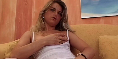 Lesbians in lingerie use strap-on toys