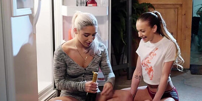 Drunk Abella Danger and Naomi Swann get it on in the kitchen