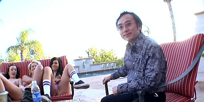 Girls keep company with Asian handsome guys ready to fuck them