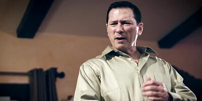 Busty blonde enjoys sex with muscled hubby and stepson