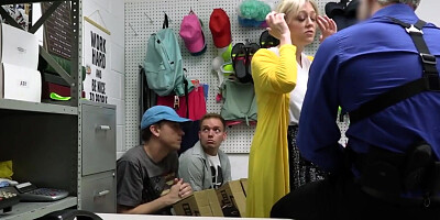 Big tit MILF saves the guys from handcuffs