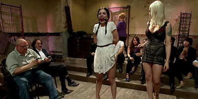 Oiled and bound slave orgy disgraced