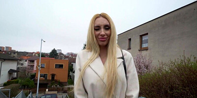 Public bitch fucked by big white dick in wet pussy hole