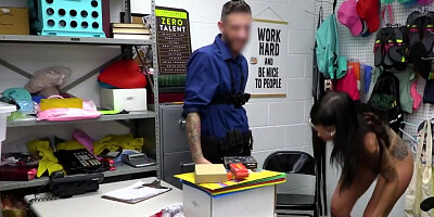 Gagging and fucking tattooed thief teacher