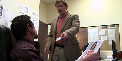 Blonde criminal fucks a hot babe before taking in a big dick