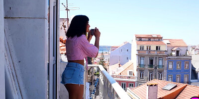 Passion summer posing session with babe