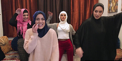 Three horny Arab teens fucks black dude