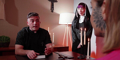 Anal nun gets fucked by pervert priest in his sinful office