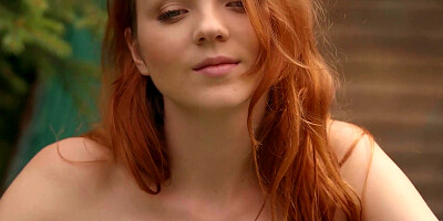 Petite redhead teen posing totally naked