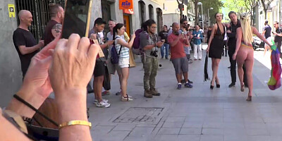 Naked busty babe Sienna Day paraded on the streets