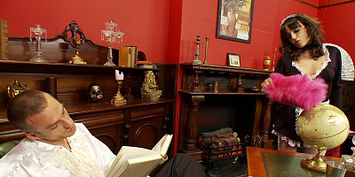 Slutty French maid is down to please her boss