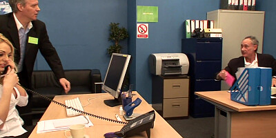 Raunchy blonde darlings are open for a hot foursome in the office