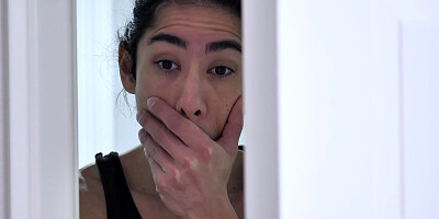 Two Asian lesbians sucking big hard dick