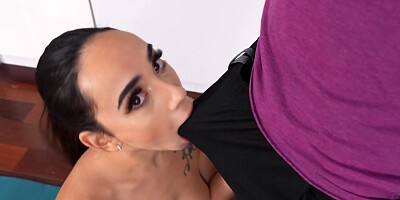 Kitchen quickie on a yoga mat sporty gf