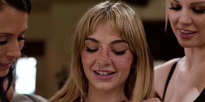 Stepdaughter calms down through licking