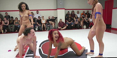 Les wrestling winners ride losers in public in front crowd