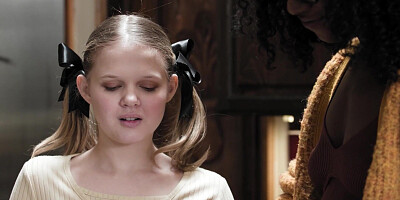 Tiny blonde teen has black stepparents