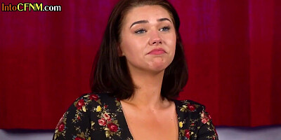 CFNM babes in 3some wanking guy cock and talking dirty