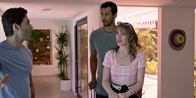 Lusty teen surprised guys with threesome