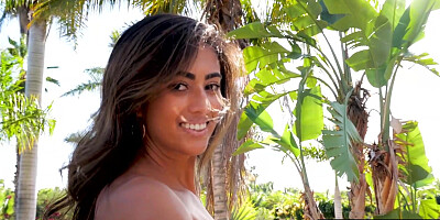 Petite Latina Babe Stripping at a Grove