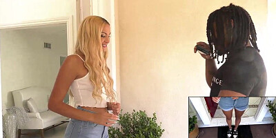 Teen Girl Mila Monet Wants To See Package Delivery Boy Sly Diggler's Big Black Stick