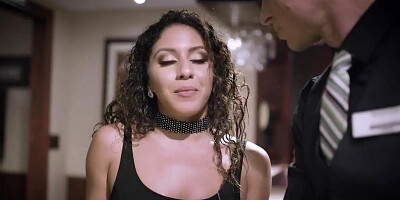 Latina girl fucked in public by a waiter