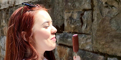 Busty slut gets cumshot sucking