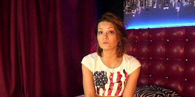 Brunette Rusian beauty performs on webcam show