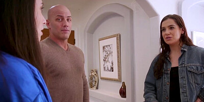 Muscular man with gf fucks her stepsis