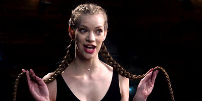 Redhead slave bound in a suspension by master