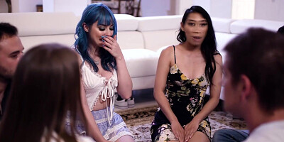 Busty babe licked and fucked ifo friends