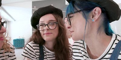Teen artist and BFFs cant resist a cock