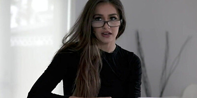 nerdy stepsister blows her big dick bro