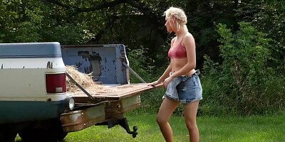 Cute petite blonde showed her hot body