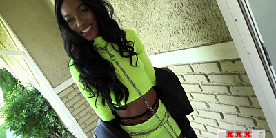 Submissive deepthroat Ebony squirts while assfingered