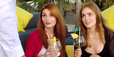 gorgeous redheads seduce bartender while on vacation