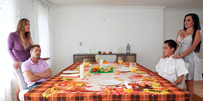 Stepsons getting fucked by each other's busty stepmoms