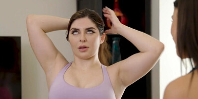 Lesbian babe licks partner after workout