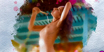 Small tits Middle Eastern model posed