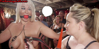Submissive IR anal MILF fucked in public BDSM group action