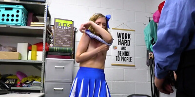 Skinny cheerleader takes one for the team