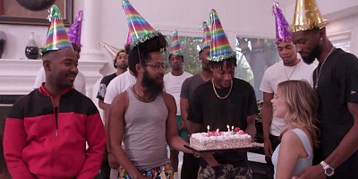 Teen Coco Lovelock Gets To Suck On A Bunch Of Big Black Cocks For Her B-Day