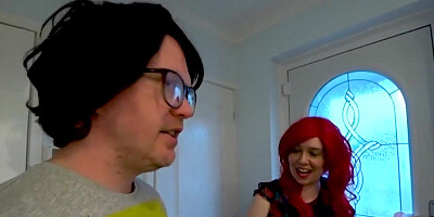 British slut giving head to nerd