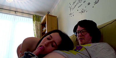 British slut giving head to nerd