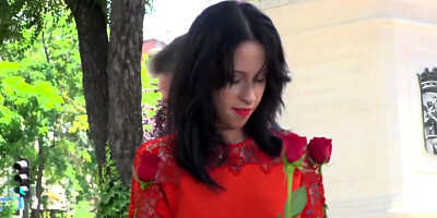 Slave on a leash gang banged in public