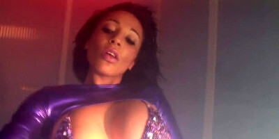 Shiny fitness girl pleases her trainer