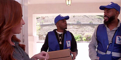 Redhead Cougar Sophia Locke Fucks 2 Black Mail Delivery Men BBC