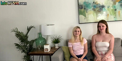 21yo CFNM sluts sucking and tugging guy cock in 3some