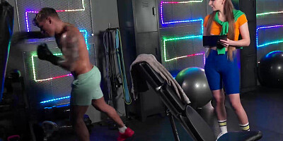 Arina Shy is turned on by the sight of a hung and muscular boxer