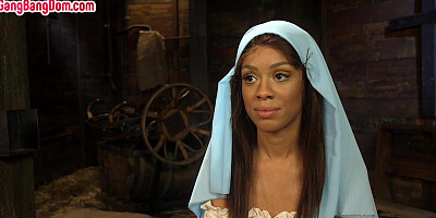 Gangbang Ebony gets anal and face fucked by wild guys